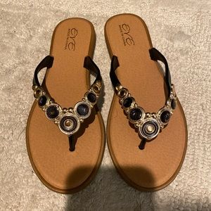 Black & Gold Flip Flops